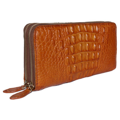 HC3738-39-40-41 - Bóp nữ da cá sấu Huy Hoàng nhiều ngăn gai cầm tay màu đen, nâu đỏ, vàng bò, nâu đất