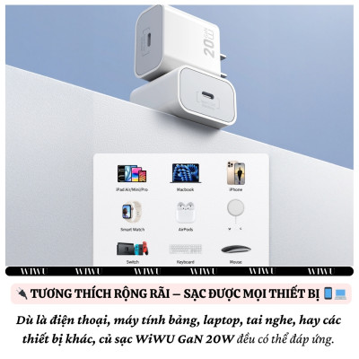Bộ cóc củ dây sạc nhanh 20W USB C kèm dây Type C to L 30W PPS chống cháy hiệu WIWU GAN ESSEN Fast Charger cho iPhone 6 15 14 13 12 11 Pro Max cho iPad Air 10.2 9.7 10.5 inch S24 S25 Find Flip Fold - Hàng nhập khẩu