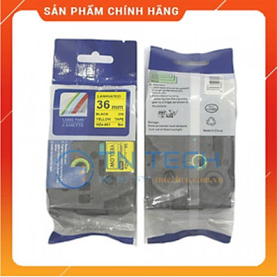 Nhãn In HZE-661 - Đen nền vàng 36mm x 8m - Dùng cho máy in BROTHER - AIMO - PUTY [Hàng nhập khẩu]