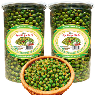 1KG ĐẬU HÀ LAN SẤY GIÒN TỎI ỚT THƯƠNG HIỆU SK FOOD - 2 HŨ PET