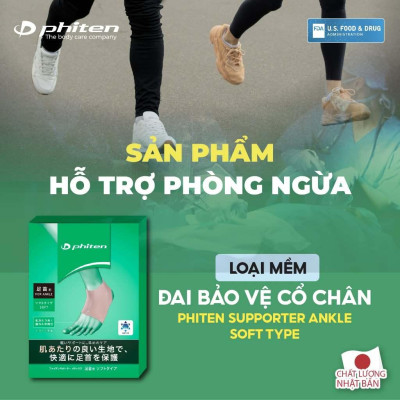 Đai cổ chân loại mềm Phiten metax ankle supporter soft type AP240004/AP240005