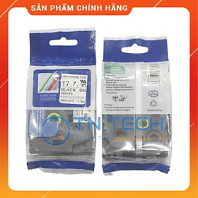 Ống co nhiệt HS2-241 - Đen nền trắng 17.7mm x 1.5m - Dùng cho máy in ống BROTHER - AIMO [Hàng nhập khẩu]