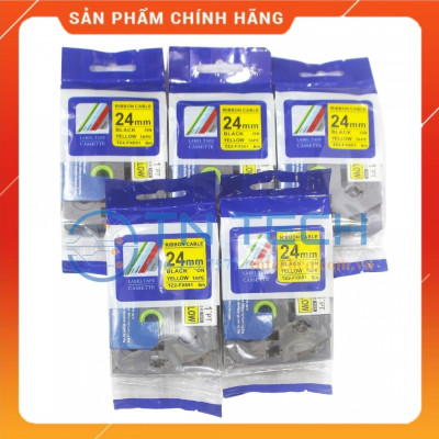 Nhãn In Tz2-FX651 - Đen nền vàng 24mm x 8m - Dùng cho máy in BROTHER - AIMO - PUTY [Hàng Nhập Khẩu]