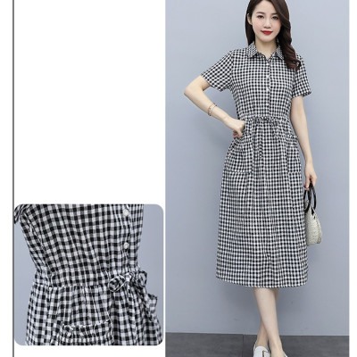 Đầm nữ công sở thiết kế sơ mi cổ đức tay ngắn thanh lịch, thiết kế túi hông kèm dây thắt eo Haint Boutique Da174