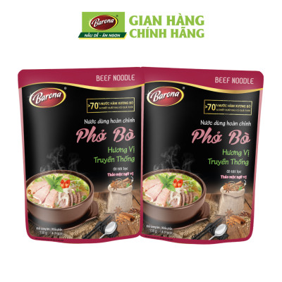 Combo 2 Gói Nước dùng Phở Bò Barona 150g, tặng Sa tế Tôm Siêu ngon 100g