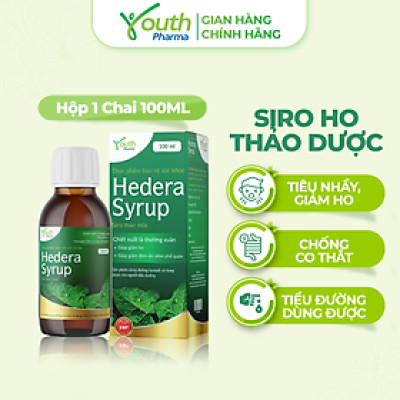 Siro Hedera Syrup Youth Pharma hỗ trợ giảm ho, giảm đờm. Chai 100ml