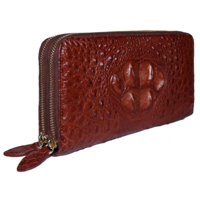 HC3735 - Ví nữ da cá sấu Huy Hoàng nhiều ngăn cầm tay màu nâu đỏ