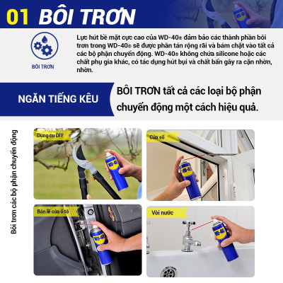 Chai Xịt Tẩy Rỉ Sét WD-40 Multi-Use Product Dầu Chống Rỉ Bôi Trơn, Chống Ẩm, Vệ Sinh Làm Sạch Đa Năng Bảo Dưỡng Xe, Đồ Dùng Gia Đình - Hàng Chính Hãng