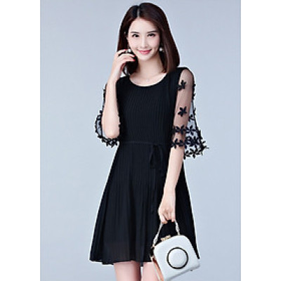 Đầm suông nữ tay ren hoa xinh xắn 36