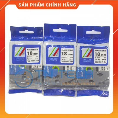 Nhãn In TZ2-FX241 - Đen nền trắng 18mm x 8m - Dùng cho máy in BROTHER - AIMO - PUTY [Hàng nhập khẩu]