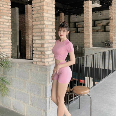 Bộ Đùi Ngắn Tay Dệt Kim Tập Yoga Gym