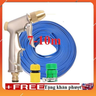 ️Evoucher Bộ dây vòi xịt nước rửa xe, tưới cây , tăng áp 3 lần, loại 7m, 10m 206701-1 đầu đồng,cút, +  khăn phượt