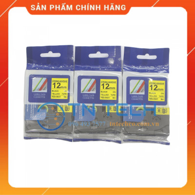 Nhãn In HZE-S631 - Đen nền vàng 12mm x 8m - Dùng cho máy in BROTHER - AIMO - PUTY [Hàng nhập khẩu]