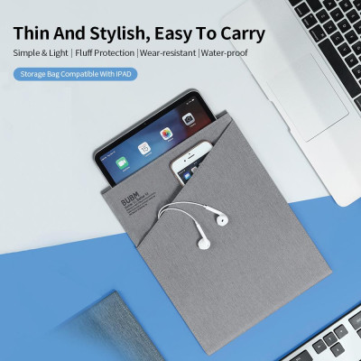 Túi lưu trữ BUBM Tương thích với IPAD Bảo vệ Fluff đơn giản Chống mài mòn Vải chất lượng cao Xám nhạt