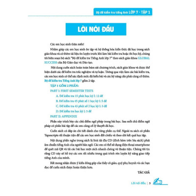 Sách - Global Success - Bộ Đề Kiểm Tra Tiếng Anh Lớp 7 - Có Đáp Án - Tập 1 - Minh Thắng