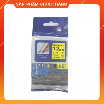 Nhãn In HZE-S631 - Đen nền vàng 12mm x 8m - Dùng cho máy in BROTHER - AIMO - PUTY [Hàng nhập khẩu]