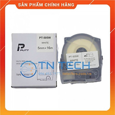 Nhãn in MAX PT-505W - Chữ đen nền trắng 5MM x 16M - Dùng cho máy in ống MAX [Hàng nhập khẩu]