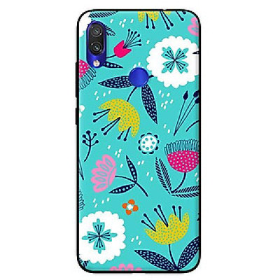 Ốp lưng in cho Xiaomi Redmi Note 7 mẫu Họa Tiết Hoa Nền Xanh - Hàng chính hãng