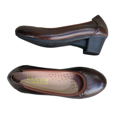 Giày Búp Bê Nữ Cao Gót HA NAM Da Bò Thật Thời Trang Cao Cấp 5cm GBBN2081