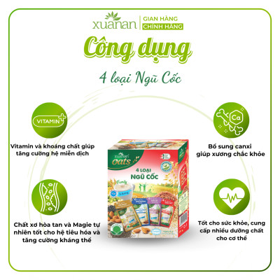 Combo 11 Hộp 4 Loại Ngũ Cốc Xuân An [ít đường] 400G {25g*16 gói}