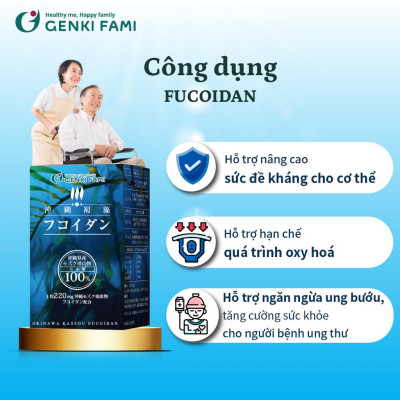 Fucoidan Genki Fami Nhật Bản, Tăng Cường Đề Kháng, Miễn Dịch, Hỗ Trợ Ngăn Ngừa Ung Bướu Hộp 150 viên