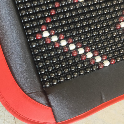 Lót Ghế Ô Tô hạt Gỗ Đệm Nỉ Cao Cấp họa tiết hoa văn màu Đen đỏ