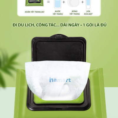Bịch 80 Khăn Giấy Ướt Tẩy Trang Tinh Dầu Bơ Hamart Sạch Sâu Dưỡng Ẩm Da Mặt Hiệu Quả Tiện Lợi