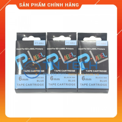 Nhãn in CASIO PT-6BU - Chữ đen nền xanh dương 6MM x 8M - Dùng cho máy in nhãn CASIO [Hàng nhập khẩu]
