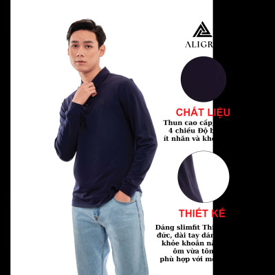 Áo Thun Nam Dài Tay Aligro Chất Liệu Cotton Cao Cấp, Siêu Mềm Mại, Dày Dặn, Cực Dễ Chịu, Thấm Hút Tốt ALGAPD055