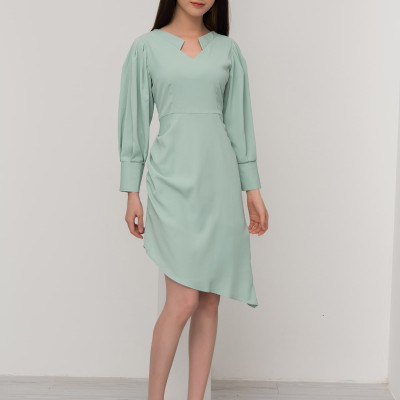 Đầm Công Sở Ôm Body Vạt Xéo, Cổ Tim Cách Điệu Maxivic, La Mộc - LM52102