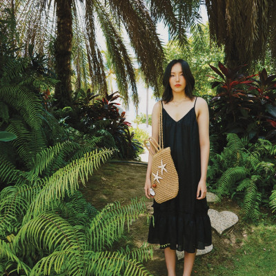 Đầm Midi Hai Dây Linen Viễn Du DRE192 thời trang thiết kế Hity