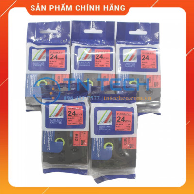 Nhãn In HZE-FX451 - Đen nền đỏ 24mm x 8m - cho máy in Brother - Dùng cho máy in BROTHER - AIMO - PUTY [Hàng nhập khẩu]