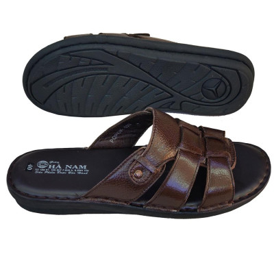 Dép Nam Quai Ngang Da Bò Thật TiTi ĐÔ Cao Cấp DNA2118d