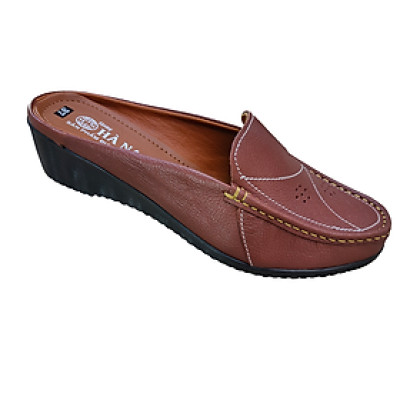Giày Sục Nữ Đế Xuồng HÀ NAM Da Bò Thật Cao Cấp 4cm DNU2171