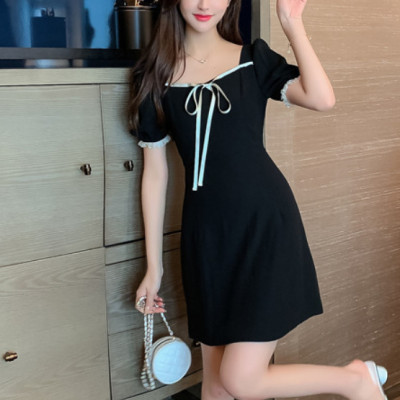 Đầm Ngắn Dễ Thương Nơ Trắng Và Viền Tay DN087 MayHomes Kiểu Dáng Thời Trang