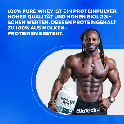 Sữa Bột BioTechUSA 100% Pure Whey 2.27KG (81 Lần Dùng),Hỗ trợ Phục Hồi và Phát triển Cơ Bắp, Bổ Sung 22G Protein, BCAA và Glutamine
