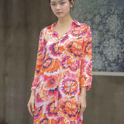 Đầm Sơ Mi Hoa Cotton Cao Cấp Luna Llena