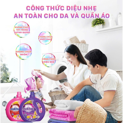 Combo 2 Can Nước Giặt Xả Vải Hương Hoa Anh Đào Avatar ( 2 kg/ Can )