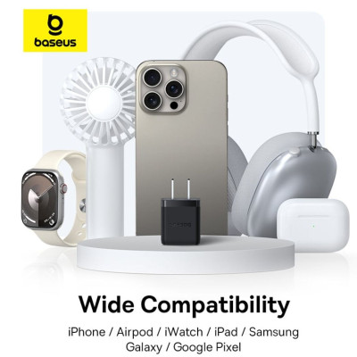 Bộ sạc nhanh nhỏ gọn 2 cổng Baseus Palm U + C 30W Kèm cáp C to C 60w dài 1M - Hàng chính hãng