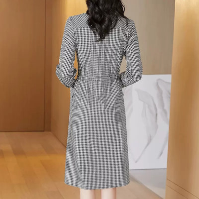 Đầm váy sơ mi nữ caro dáng suông dài tay, có túi hông kèm dây chỉnh eo, chất vải thô đũi Haint Boutique