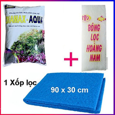Xốp Lọc Bể Cá + Bông Gòn + Phân nền thủy sinh Dia Max AQua cho hồ bể cá cảnh