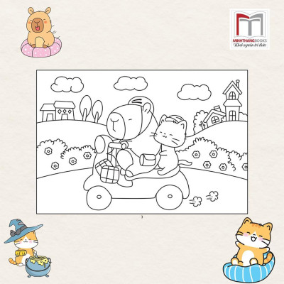 Sách Tô Màu - Bốn Mùa Của Capybara Và Mèo Cam - Minh Thắng