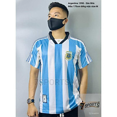 Áo Bóng Đá Retro Tuyển Argentina 1998 - Sân Nhà bản cao cấp vải Cotton Polyester