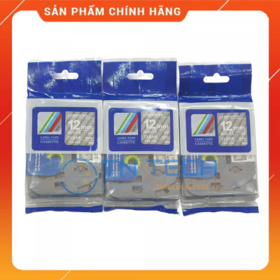 Nhãn In Tz2-135 - Trắng nền trong 12mm x 8m - Dùng cho máy in BROTHER - AIMO - PUTY [Hàng nhập khẩu]