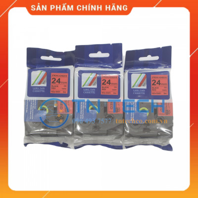 Nhãn In HZE-S451 - Đen nền đỏ 24mm x 8m - Dùng cho máy in BROTHER - AIMO - PUTY [Hàng nhập khẩu]