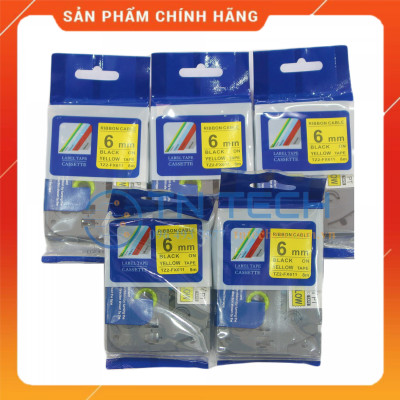 Nhãn In Tz2-FX611 - Đen nền vàng 6mm x 8m - Dùng cho máy in BROTHER - AIMO - PUTY [Hàng Nhập Khẩu]