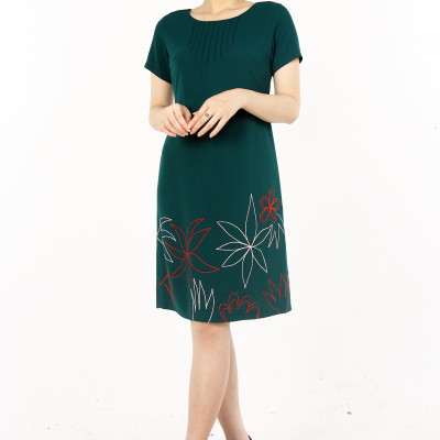 Đầm công sở trung niên TIFALU LD707 dáng suông thêu hoa cao cấp