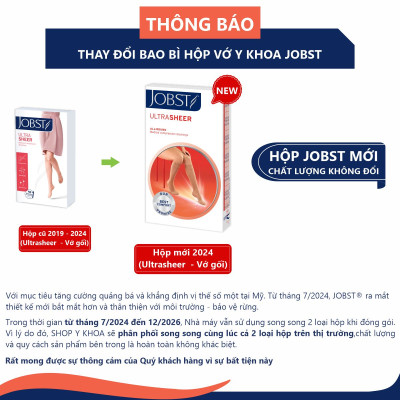 Vớ y khoa gối JOBST UltraSheer - Siêu mỏng, màu đen, kín ngón, 20-30mmHg, giãn tĩnh mạch chân (tất y khoa)
