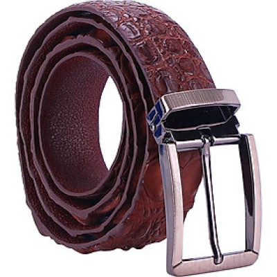 Thắt Lưng Nam Da Cá Sấu Gai Lưng Đầu Kim Huy Hoàng HT4728 - Nâu Đất