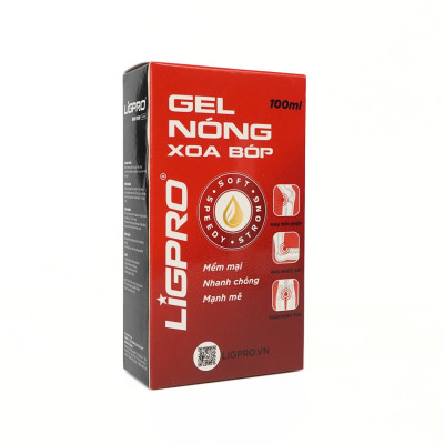 Gel nóng xoa bóp giảm đau Ligpro, chai 100ml